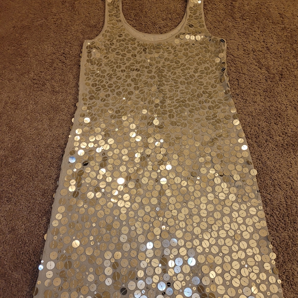 A dress silver sequence sweater dress.